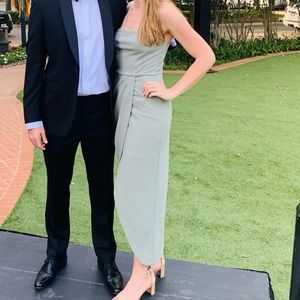 Beautiful Sage strapless black tie or cocktail wedding dress